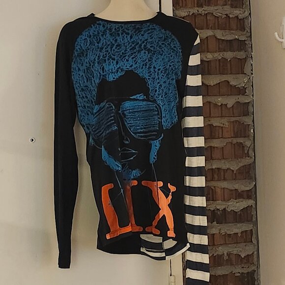 Custo Barcelona Top Tunic Mismatch Long Sleeves Size 4 M Medium - Picture 8 of 8